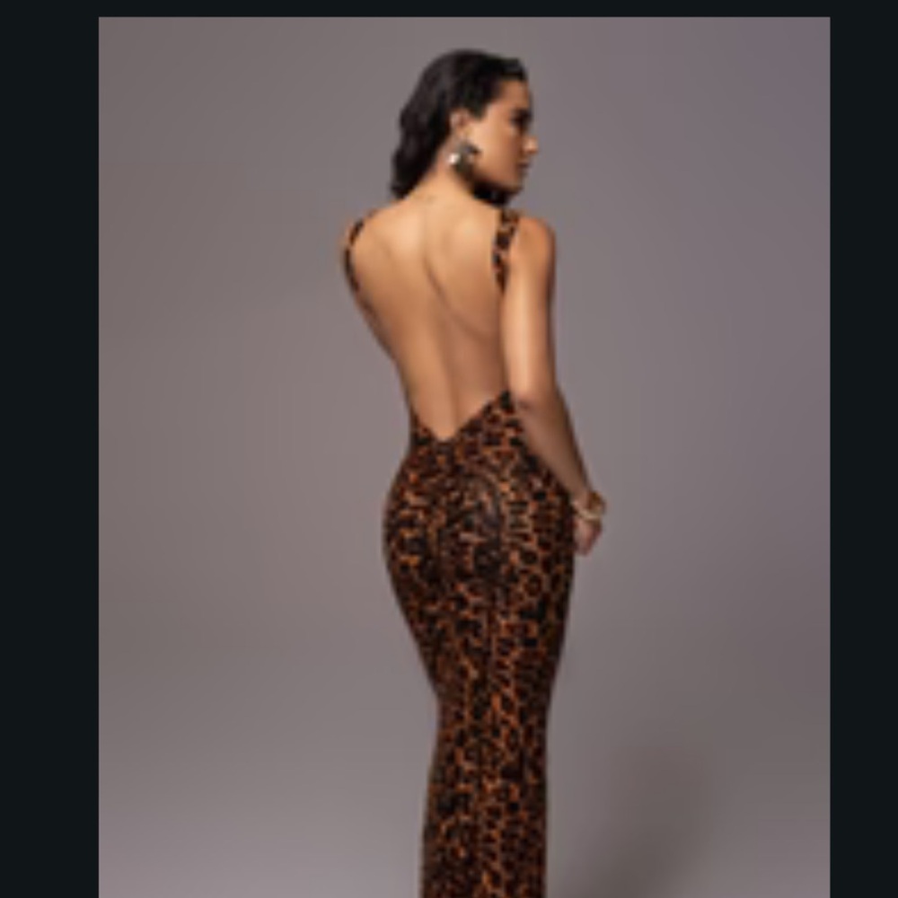 Leopard Print Backless Dress